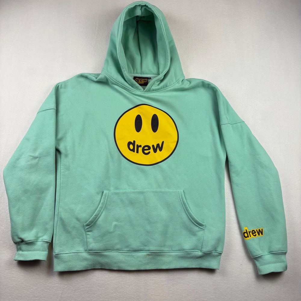 Drew House Hoodie Men XL Mint Green Mascot Smiley Face Pullover Hypebeast Street